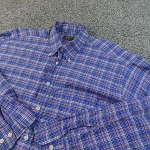 VTG Gitman Bros Shirt Mens XL Blue Plaid Button Up Long Sleeve Casual Preppy USA